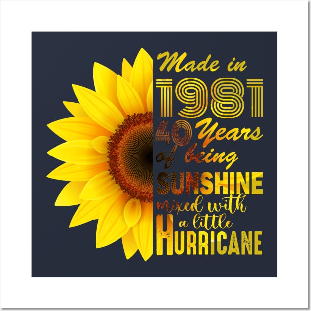 Vintage 1981 Sunflower 40th Birthday Awesome Gift Wall Art by Salt88